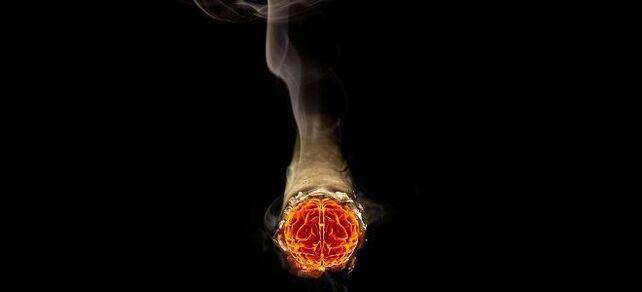 brennende Zigarette und Nikotin schaden
